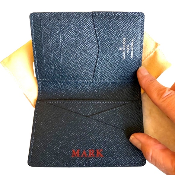 LOUIS VUITTON LV Cobalt Monogram Red/White Stripe Pocket Organizer Personalized - Picture 8 of 10